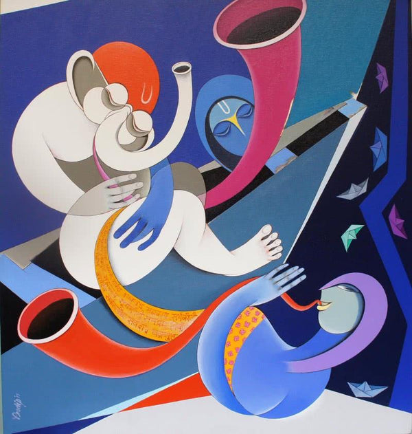 Musicians Viii Painting by Pradip Sarkar | ArtZolo.com