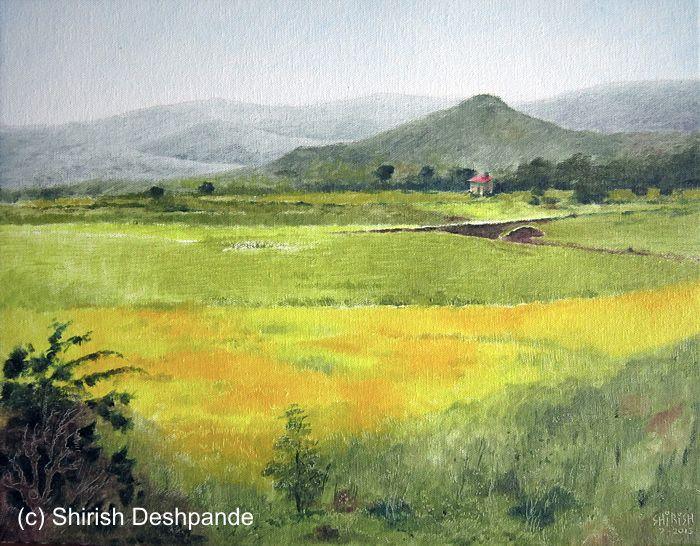 Mustard Fields Painting by Shirish Deshpande | ArtZolo.com