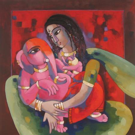 My Mother 1 Painting by Sekhar Roy | ArtZolo.com
