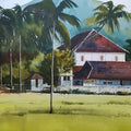 Landscape watercolor painting titled 'My Village', 14x20 inches, by artist Abhijeet Bahadure on Paper