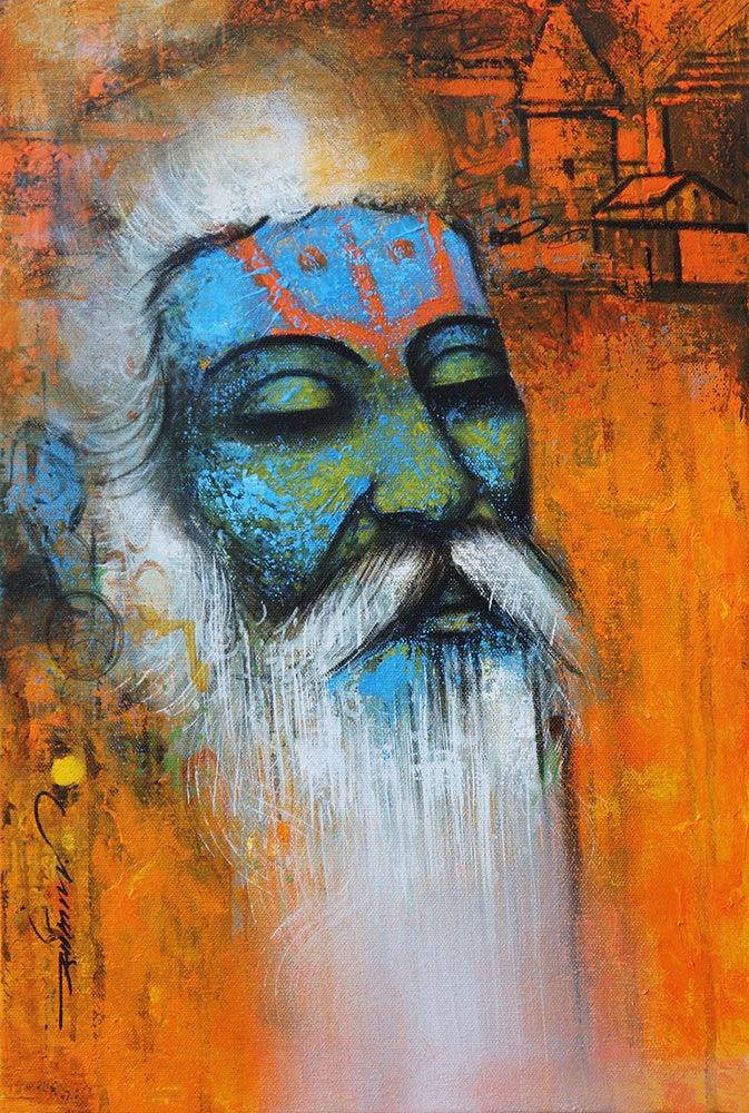Mystic Sadhu 1 Painting by Somnath Bothe | ArtZolo.com