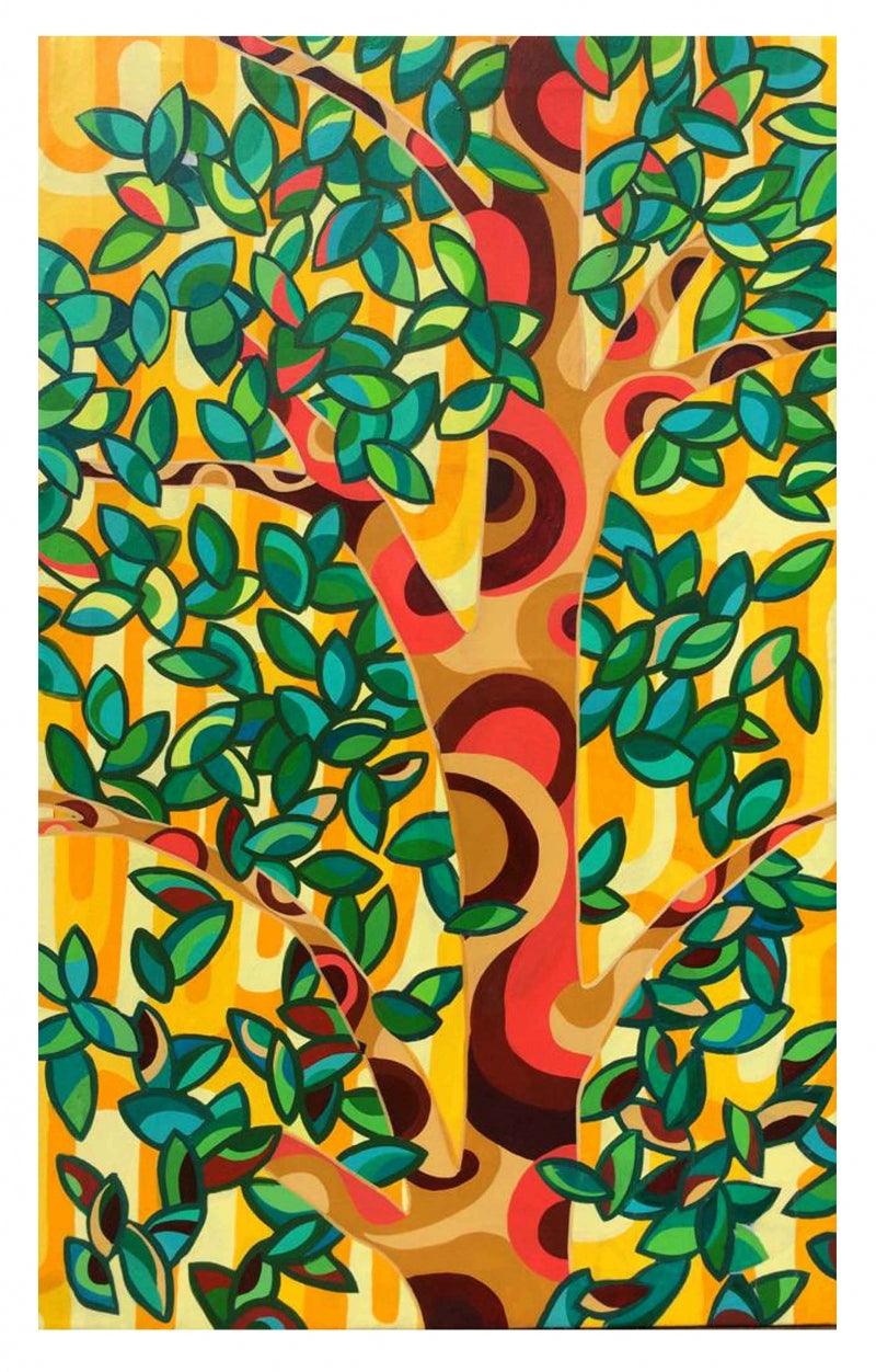 contemporary acrylic painting titled 'NATURE 3', 30x48 inches, by artist Manish Dey on Canvas