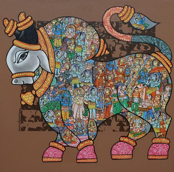 Nandi 73 Painting by Vivek Kumavat | ArtZolo.com