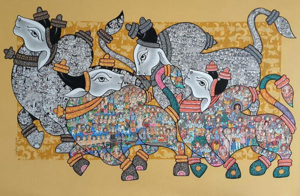 Nandi 84 Painting by Vivek Kumavat | ArtZolo.com