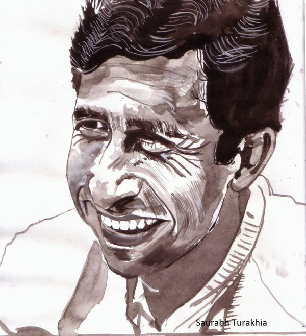 Naseeruddin Shah Smiling From Ear To Ear Painting by Saurabh Turakhia | ArtZolo.com