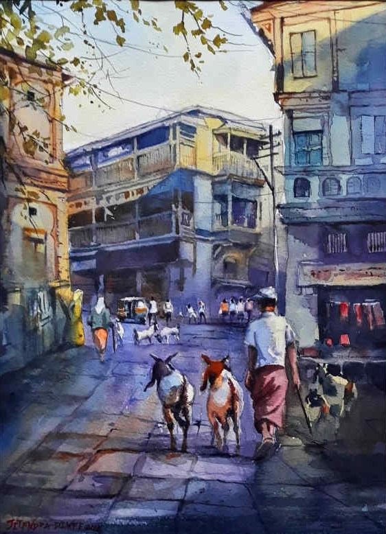 Nashik Bazaar Painting by Jitendra Divte | ArtZolo.com