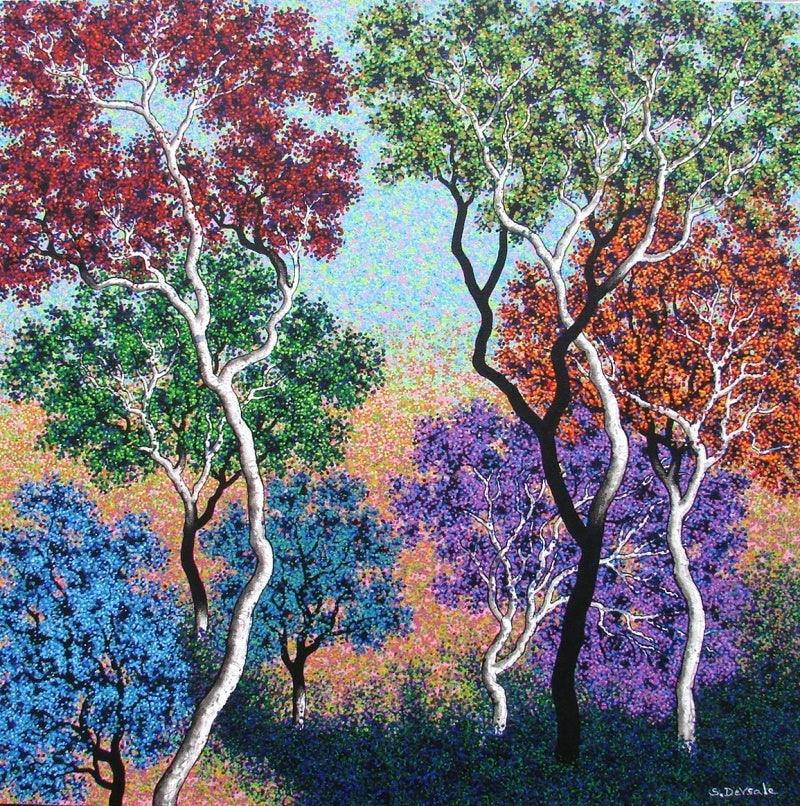 Nature acrylic painting titled 'Nature 10', 30x30 inches, by artist Sanjay Devsale on Canvas