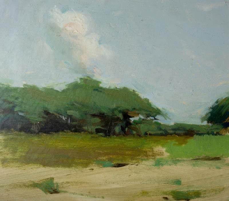 Landscape oil painting titled 'Nature 2', 10x10 inches, by artist Mahesh Soundatte on Canvas