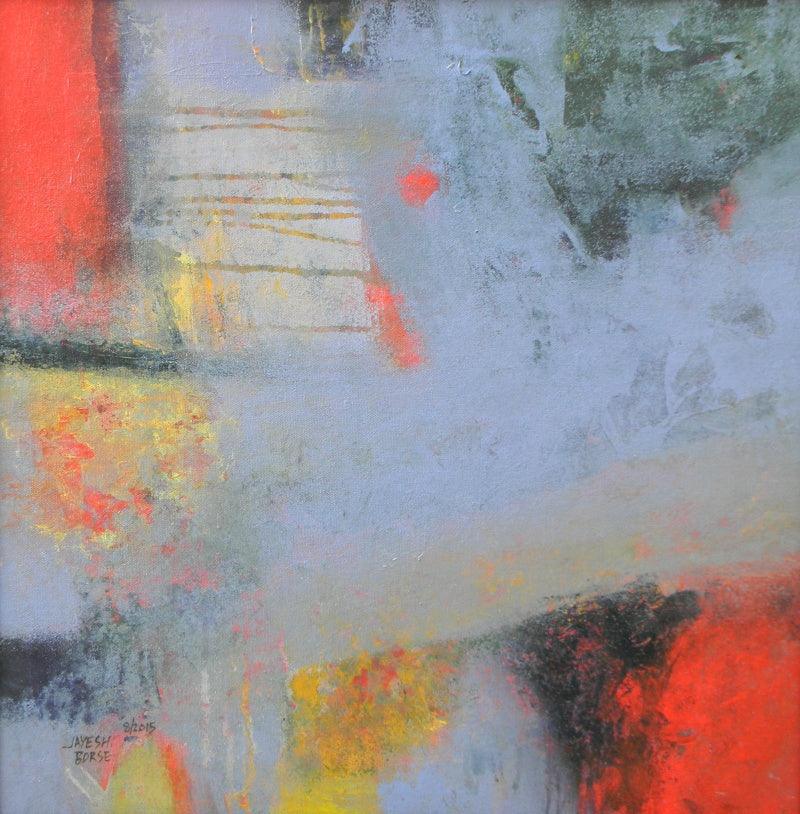 Abstract acrylic painting titled 'Nature 2', 20x20 inches, by artist Jayesh Borse on Canvas