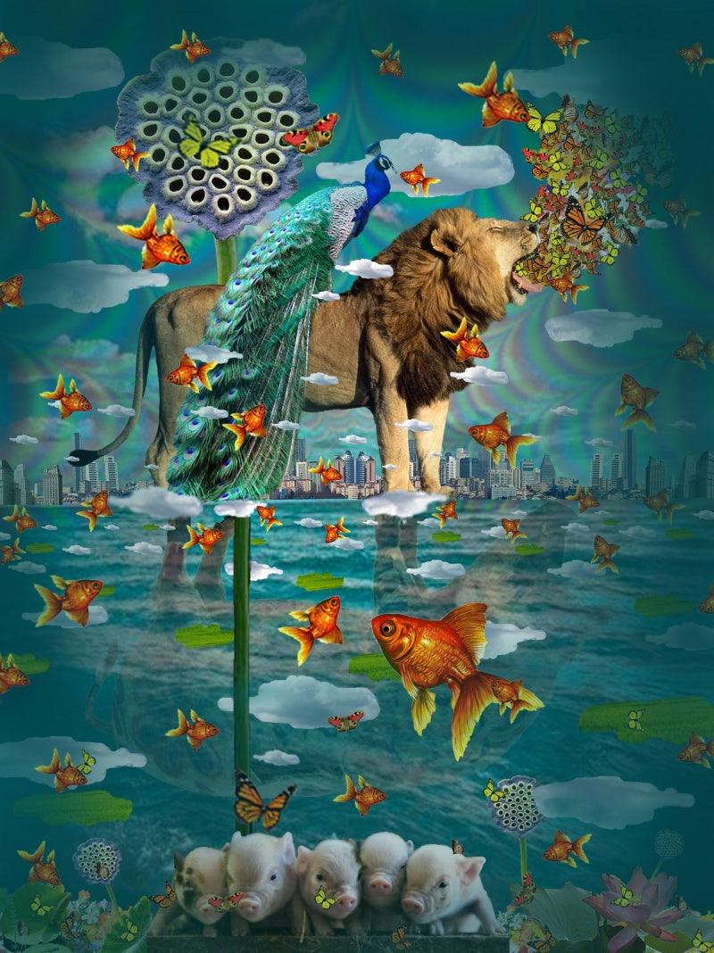Animals Digital Painting digital art titled 'Nature 3', 15x11 inches, by artist Sanjay Kumar on canvas