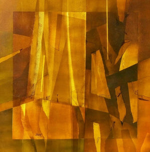 Abstract mixed media painting titled 'Nature 6', 30x30 inches, by artist Ramesh Kher on Canvas