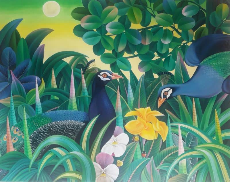 Nature acrylic painting titled 'Nature', 48x60 inches, by artist Murali Nagapuzha on canvas