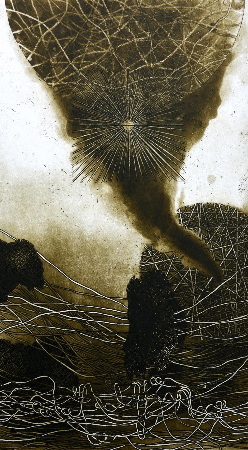 Nature printmaking titled 'Nature', 25x15 inches, by artist Bikash Senapati on Paper