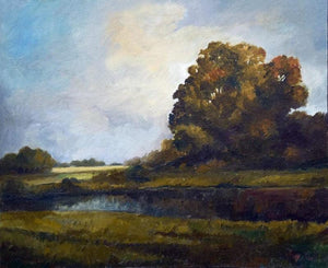 Landscape oil painting titled 'Nature', 23x19 inches, by artist Biju Thomas on Canvas