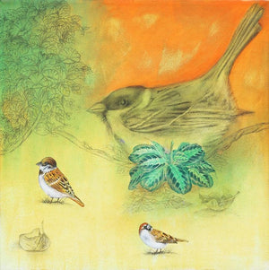 Animals acrylic charcoal painting titled 'Nature', 22x22 inches, by artist Raghu Akula on Canvas