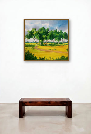 Nature (Sylvan Symphony) by artist Rahul Salve displayed in a Modern Reception Area