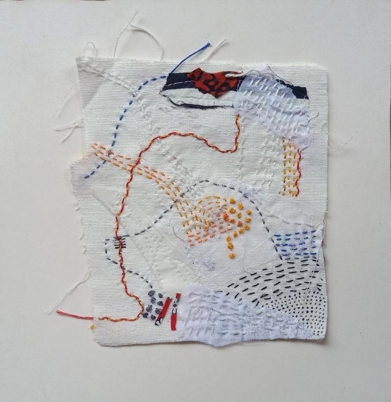 Abstract painting titled 'Nature', 8x8 inches, by artist Bharti Dixit on Fabric And Thread