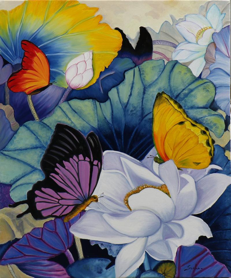 Nature oil painting titled 'Nature', 36x30 inches, by artist Sulakshana Dharmadhikari on canvas