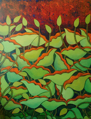 Nature acrylic painting titled 'Nature', 46x35 inches, by artist Sadaf Beg Khan on canvas