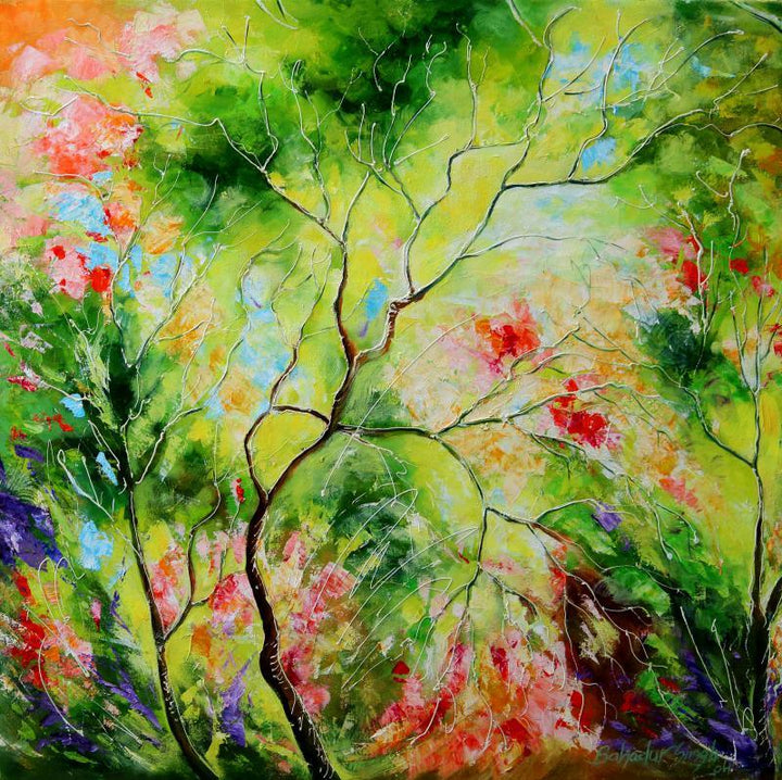 Nature Green I Painting by Bahadur Singh | ArtZolo.com