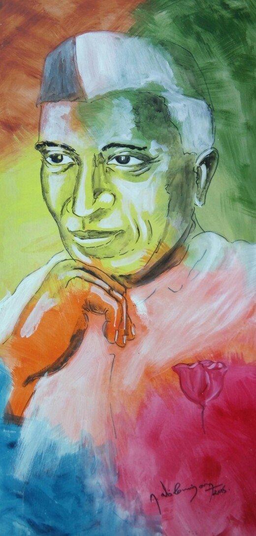 Nehru Painting by Vignesh Kumar | ArtZolo.com