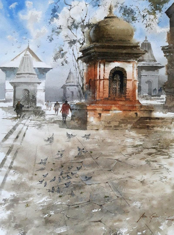 Nepal Temple Painting by Atul Gendle | ArtZolo.com