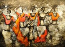 Figurative acrylic painting titled 'Nest', 82x59 inches, by artist Sarang Singla on Canvas