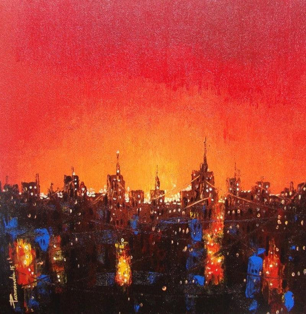 Night In City Painting by Purnendu Mandal | ArtZolo.com