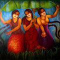 Figurative acrylic painting titled 'Nostalgia 6', 42x48 inches, by artist Monalisa Sarkar on Canvas