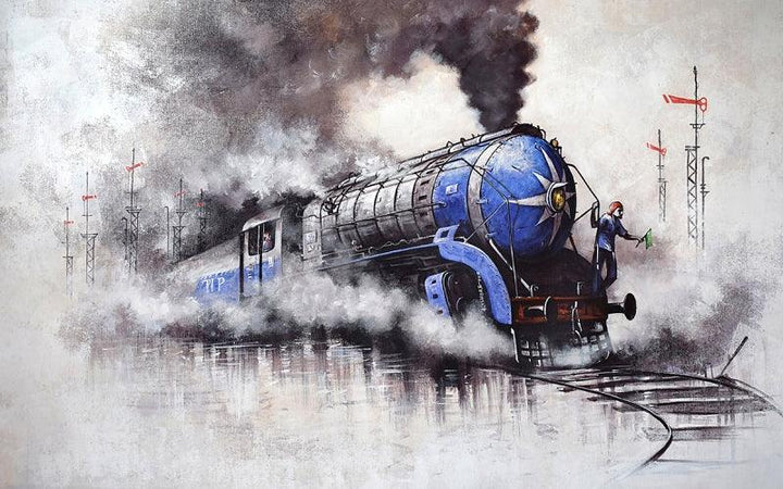 Nostalgia Of Steam Locomotives 47 Painting by Kishore Pratim Biswas | ArtZolo.com