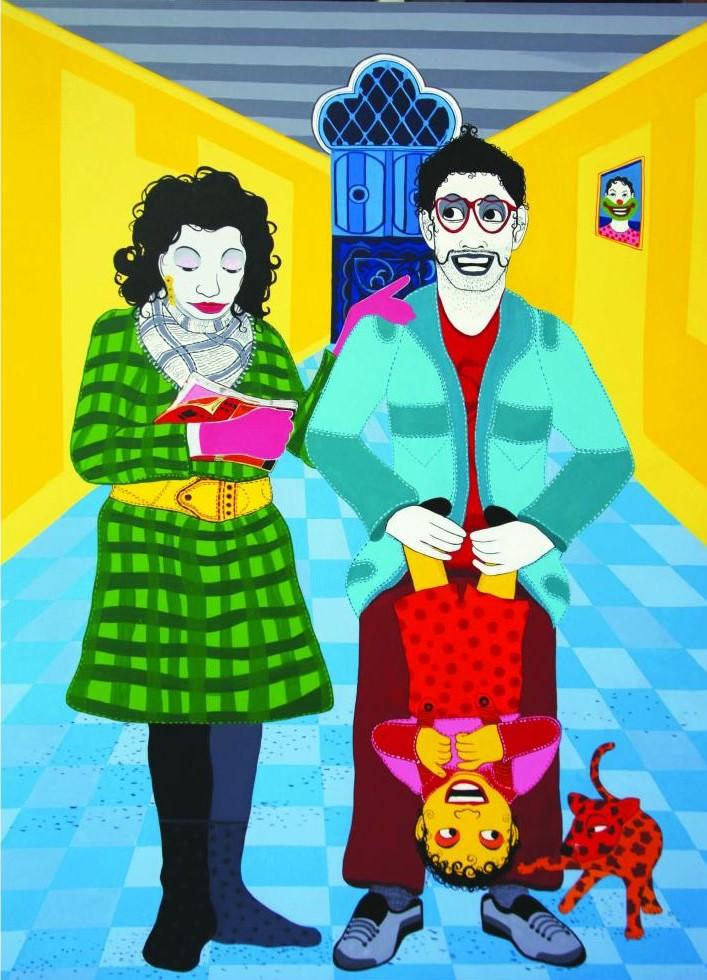 Nuclear Family Painting by Amit Lodh | ArtZolo.com