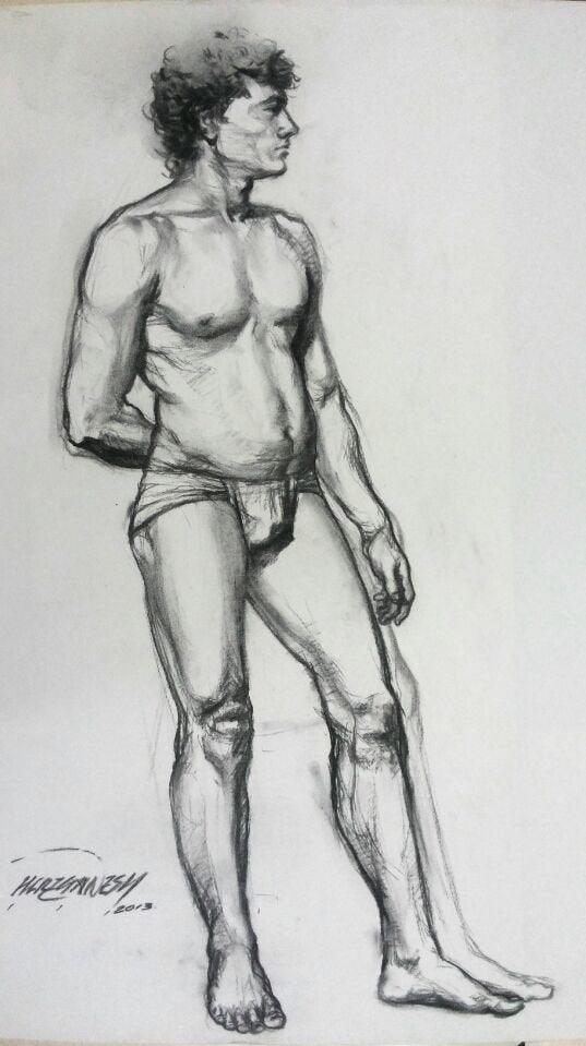 Nude Man Drawing by Ganesh Hire | ArtZolo.com