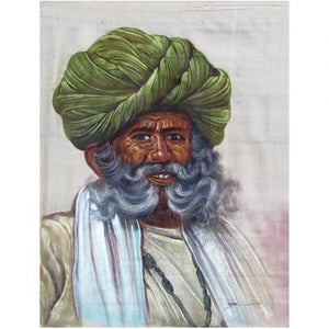 Figurative watercolor painting titled 'OLD MAN', 24x18 inches, by artist Indian Miniture on paper