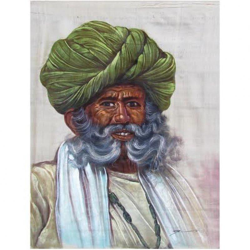 Figurative watercolor painting titled 'OLD MAN', 24x18 inches, by artist Indian Miniture on paper