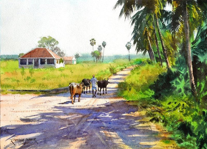 Off To Graze Painting by Ramesh Jhawar | ArtZolo.com