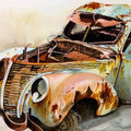 Transportation watercolor painting titled 'Old And Beautiful', 22x30 inches, by artist Yojana Dehankar on Arches Paper