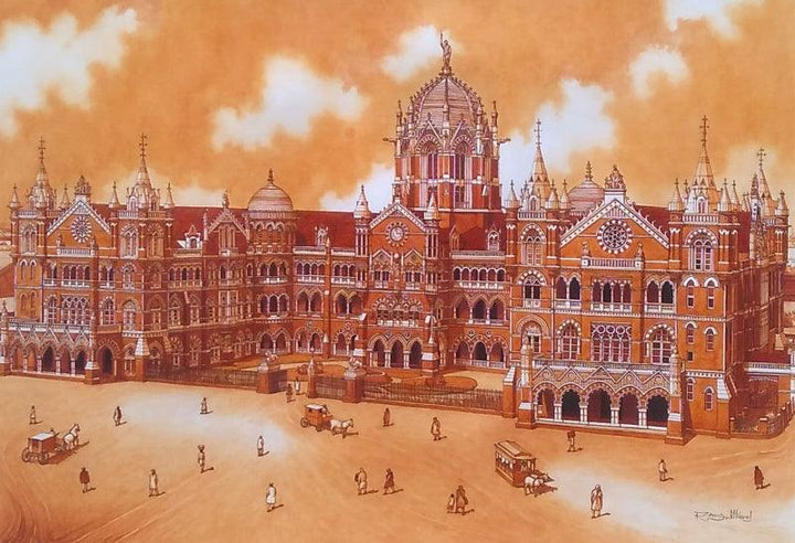 Old Bombay V T Station Painting by Sakthivel Ramalingam | ArtZolo.com