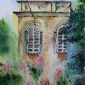 Cityscape watercolor painting titled 'Old Building', 14x20 inches, by artist Vivekanand Viswam on Paper