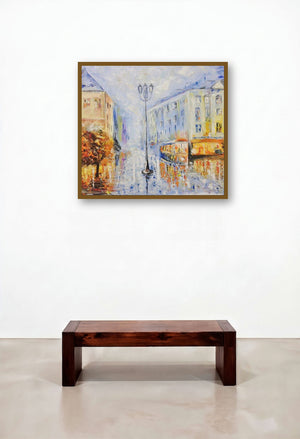 Old Kolkata by artist Kiran Bableshwar displayed in a Traditional Hotel Lobby