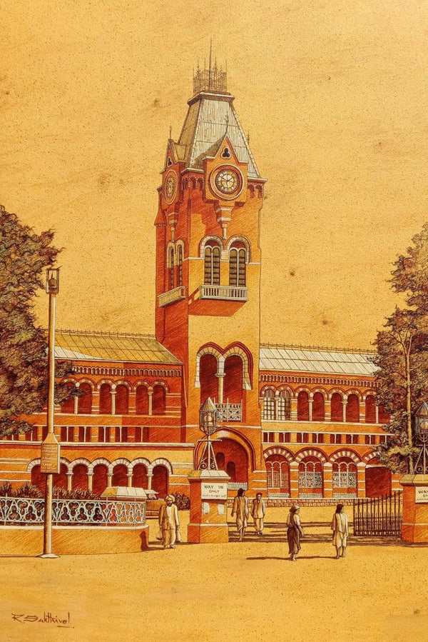Old Madras Central Painting by Sakthivel Ramalingam | ArtZolo.com