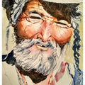 Portrait watercolor painting titled 'Old Man', 20x14 inches, by artist Soven Roy on Handmade paper