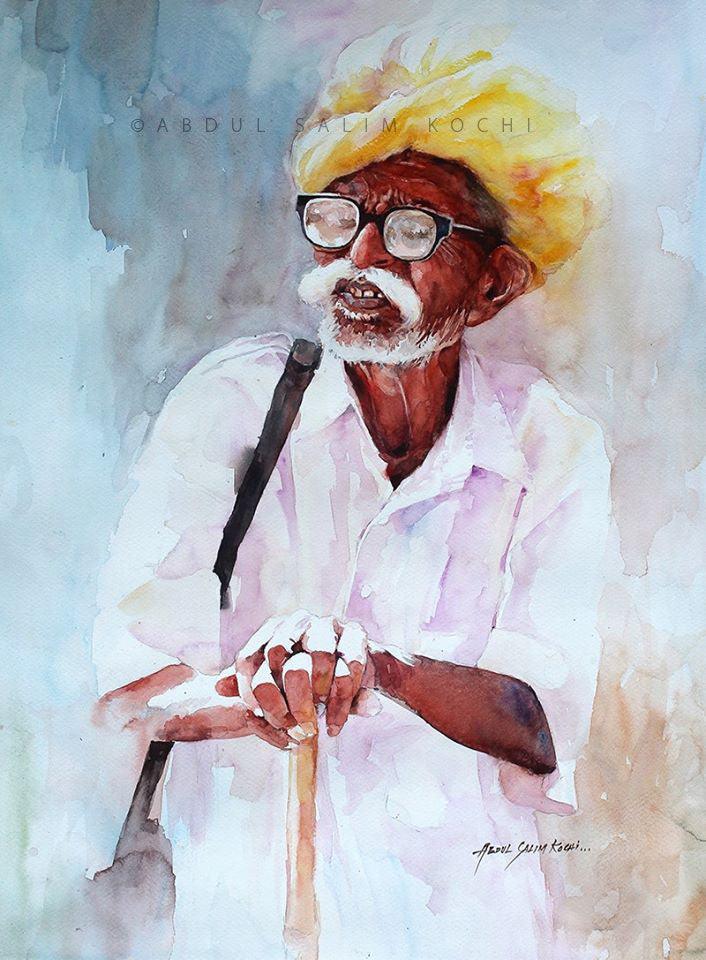 Old Man Painting by Abdul Salim | ArtZolo.com