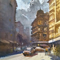 Cityscape watercolor painting titled 'Old Mumbai', 20x14 inches, by artist NanaSaheb Yeole on Paper