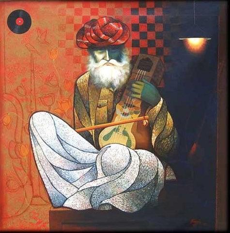 Old Musician Painting by Ram Onkar | ArtZolo.com