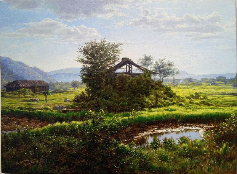 Realistic oil painting titled 'Old Shade', 20x15 inches, by artist Sanjay Sarfare on Canvas