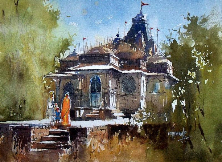 Old Temple Painting by Sanjay Dhawale | ArtZolo.com