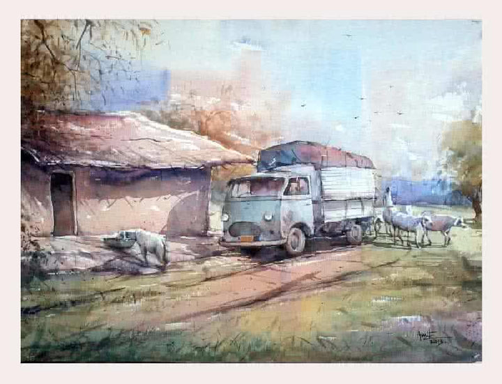 Old Van Painting by Amit Kapoor | ArtZolo.com