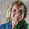 Realistic watercolor painting titled 'Old lady', 11x15 inches, by artist Dr Uday Bhan on Paper