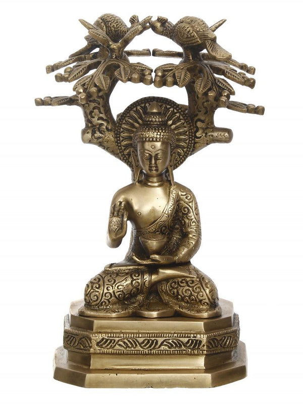 One Ethnic Carved Blessing Lord Buddha Handicraft by Brass Handicrafts | ArtZolo.com