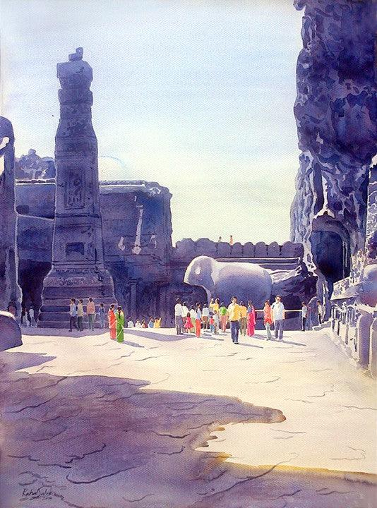 One Fine Day At The Ellora Caves Iii Painting by Rahul Salve | ArtZolo.com